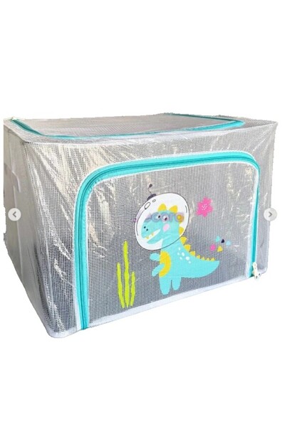 Flippy Storage Box, Flippy, for Children's Room, 66L, PVC, Dinosaur Model, 50 x 40 x 33 cm, Transparent
