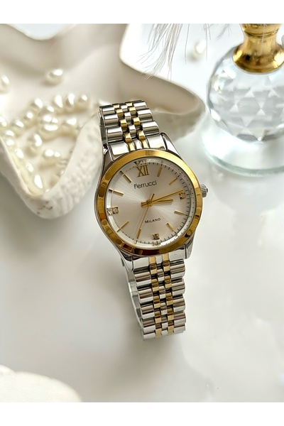 Ferrucci FERRUCCİ-(GOLD&GÜMÜŞ) jübile kordon kadın kol saati