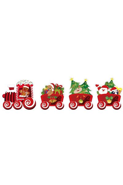 OEM Christmas Decoration, for Garden, Train Type, 4 Figurines + Sticks to Stick in