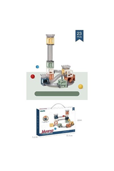 Flippy Set piese magnetice de constructie, Flippy, Cu tobogane si bile, 23 pi...