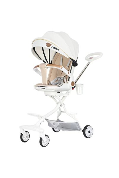 Flippy Cărucior Sport 3în1, 6-36 Luni, Reversibil, Pliabil, Poziție Somn, Centură, Alb, Ursuleț