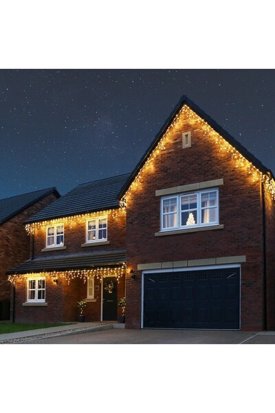 Flippy Christmas Installation, 25 m, LED lights, Fringe, Warm White, Flash, Power Supply, Interconnectable,