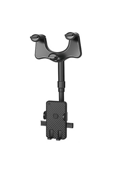 dalip Car Mount — Rearview Mirror Attachment, 360° Rotatable, Retractable, Carbon Finish, Black