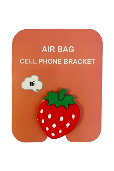 Universal Adhesive Stand Holder Popsocket Flippy, Strawberry Model, for Phone, Universal, Multicolor