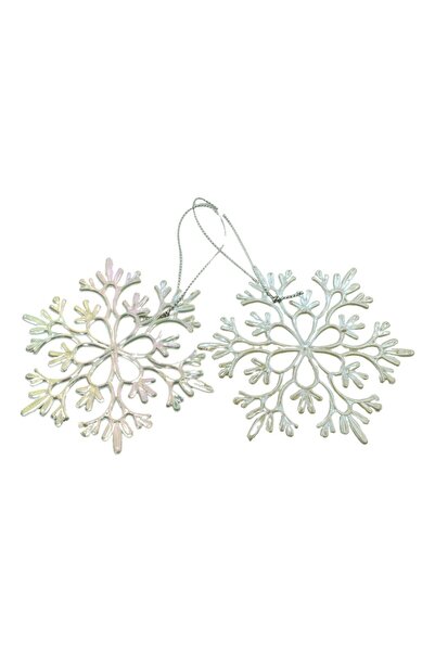 Flippy Christmas Tree Ornament, Pearl, Snowflake Shape, 10x10 cm, Plastic,
