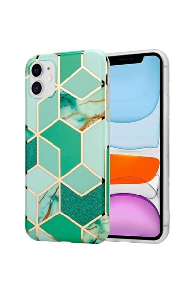 OEM Защитен калъф, съвместим с Samsung Galaxy A72, мек IMD TPU, мраморно-зеле...