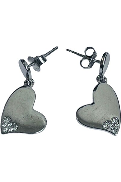 Jolie Silver Cercei din argint 925 Jolie Silver, model inimă cu zirconiu, 29 x 13 mm, 2,8 g