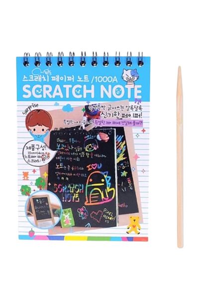 OEM DIY Magic Scratch Scratch Book, 12 Pages, Rainbow, Wooden Pencil, Paper
