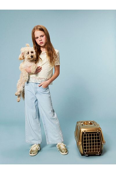 LC Waikiki Pantaloni de jeans pentru fete cu talie elastică reglabilă