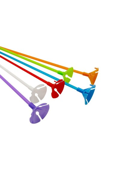 Flippy Set of 10 Balloon Sticks with Rosettes, 40 cm, Multicolor