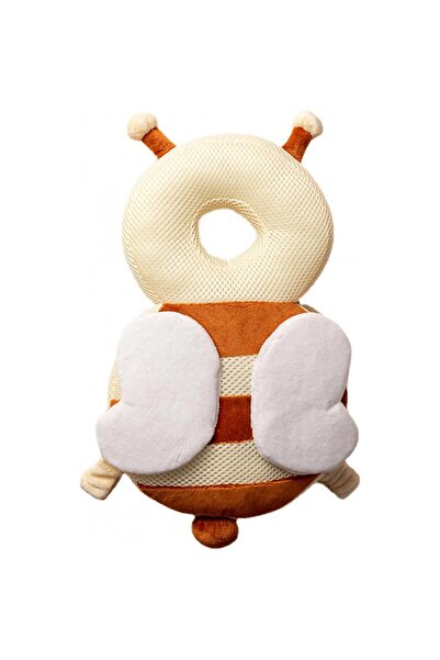 Flippy Head Protection Backpack Pillow, Bee Design, Beige/Brown