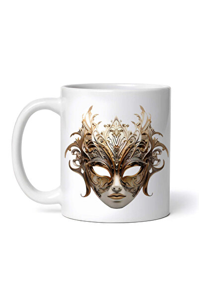 OEM Cană albă personalizată, mască venețiană femeie sexy, INOVATIX®. 330ml