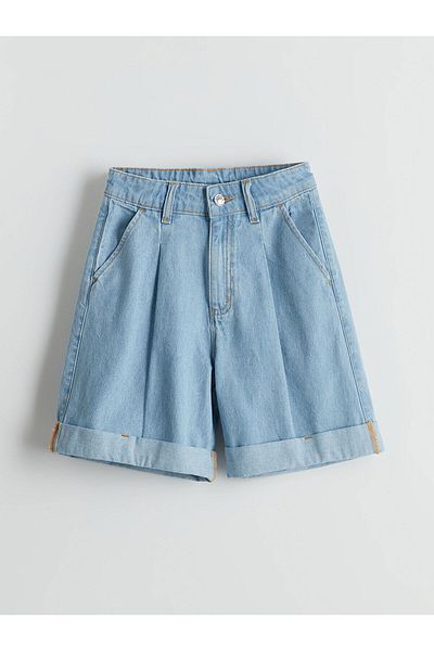 LC Waikiki Pantaloni scurți de jeans pentru fete cu talie elastică reglabilă
