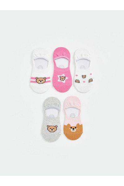 LC Waikiki Bear Teddy Patterned Girl's Ballerina Socks 5 Pack