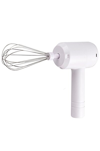 Flippy Cordless Hand Mixer - White, 3 Accessories, Plastic Handle