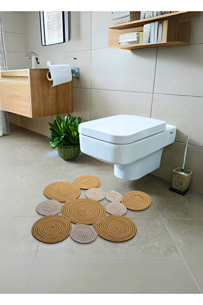 HomeTurko Boemski perivi dvostrani jutni, pleteni kupaonski toaletni tepih. V...