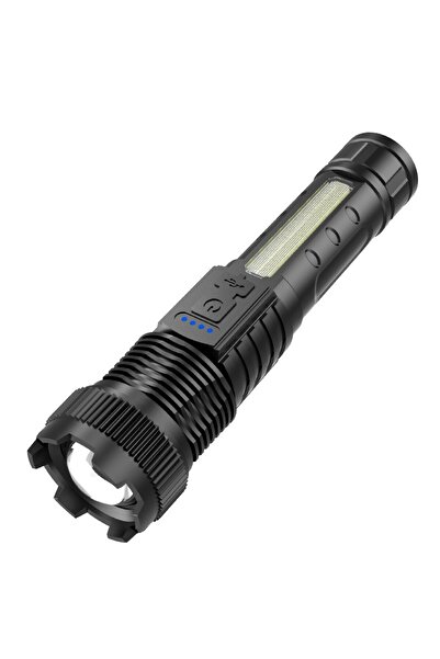 Flippy Lanternă LED mare P50, încărcare USB, 10W, 2 surse de lumină, 16 x 3,8 cm, neagră