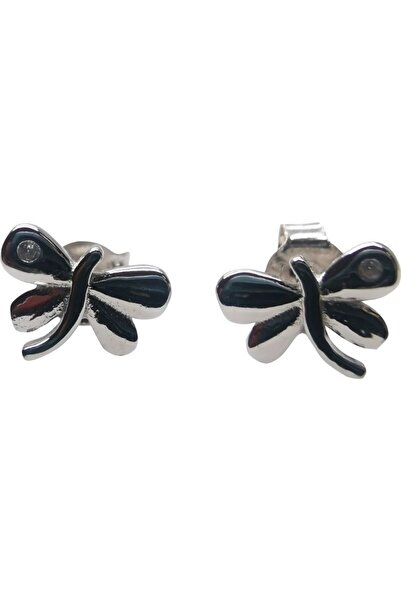 Jolie Silver 925 Silver Dragonfly Earrings with Stone