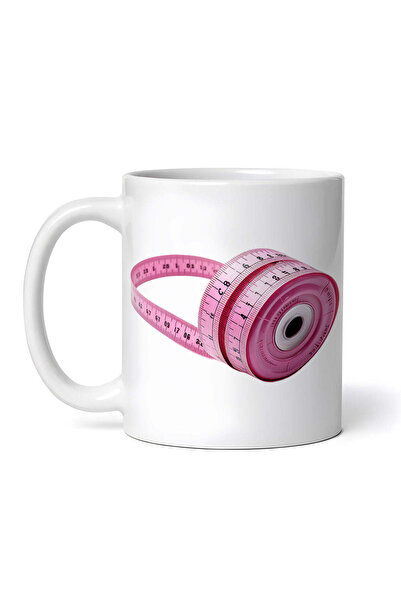 OEM Cană albă personalizată, bandă de măsurat roz, Inovatix®. 330 ml