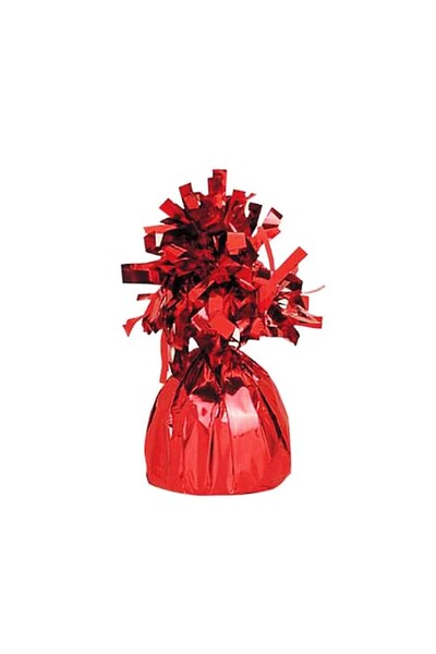 Flippy Helium Balloon Weight, Foil Fringe, 170g, 13 x 5 x 3 cm, Red