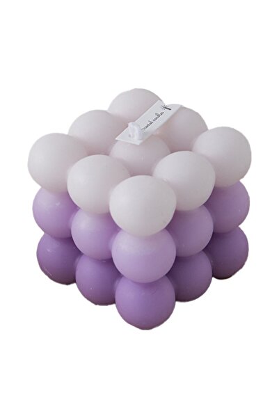 Flippy Lumânare parfumată, Flippy, Ceară de soia, Cub, Gradient în 3 culori palide, 6x6x6 cm, Parfum de lavandă, Mov