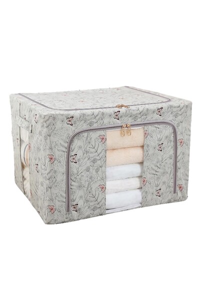 Flippy Storage Box, Flippy, 66L, Textile, 50 x 40 x 33 cm, Clothes and Underwear, Butterfly Pattern, Gray