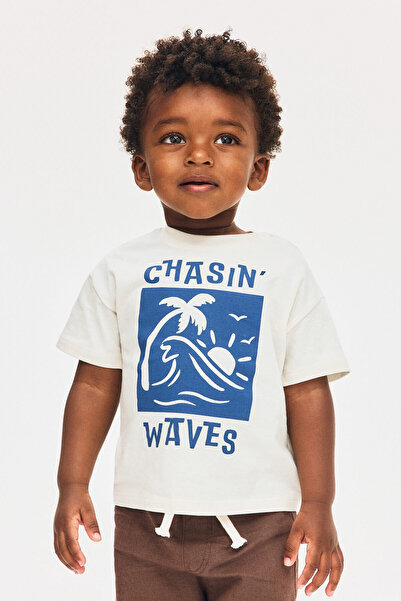 H&M Baskılı ve Pamuklu Tişört