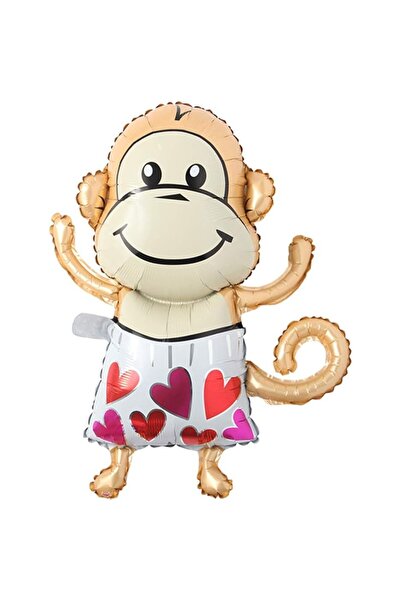 Teo Balon din Folie Metalizata, , Mini Figurine Animalute, Model Maimutica, T...