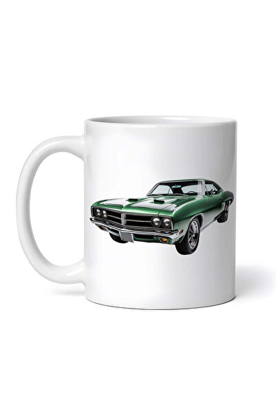 OEM Cană albă personalizată, mașină Pontiac GTO verde vintage, Inovatix®. 330 ml