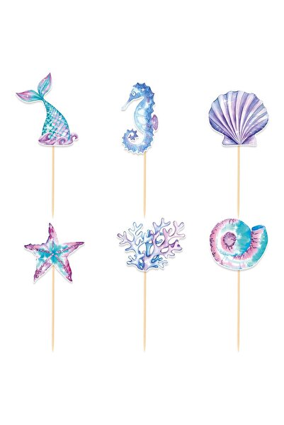 Teo Set 6 Props-uri pentru Prajituri Sirena, , Colectia Mermaid, Multicolor