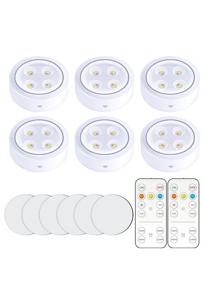 bzstore Set de 6 lămpi LED, fără fir, alimentate cu baterii, 3 culori de lumină, cu 2 telecomenzi