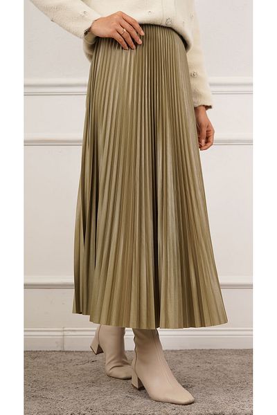 MODA Leather Look Pleated Skirt