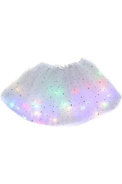 Optim Solution Fustă LED pentru copii, tutu de balet cu lumini încorporate multicolore, model stea, lungime 30 cm,