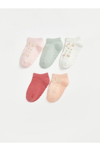 LC Waikiki Printed Baby Girl Booties Socks Pack of 5