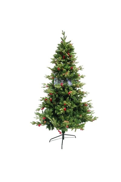 OEM Artificial Christmas tree, decorated with red pine cones, height 210 cm, diameter 13
