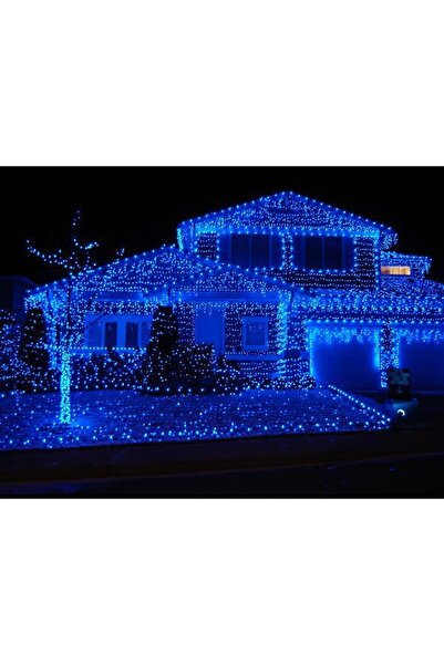 Flippy Instalatie de Craciun cu Baterii Tip Liniar,2 jocuri de lumini, Fir transparent 1 m 10 LED, Albastru