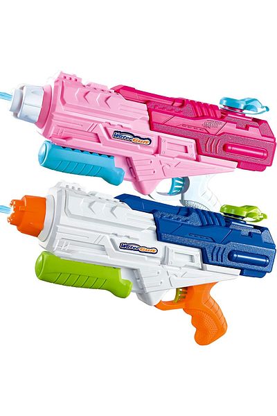 Flippy Set of 2x Water Blaster for Children, Tank, For Pool/Beach, Flippy, 6 years+, Pink + Blue, 1200 ML