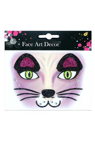 Flippy Temporary Face Sticker for Girls - Cat Design, Purple