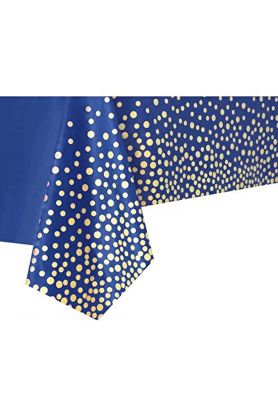 Flippy Τραπεζομάντιλο, Flippy, PEVA, Χρυσό Πουά, 137 x 274 cm, Αδιάβροχο, Ανθεκτικό στους λεκέδες, Σκούρο μπλε