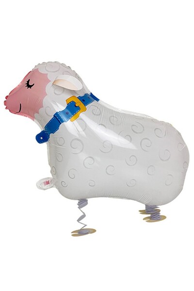 Flippy Metallic Foil Balloon Sheep 66x46 cm, White, Individual Pack, Straw Included