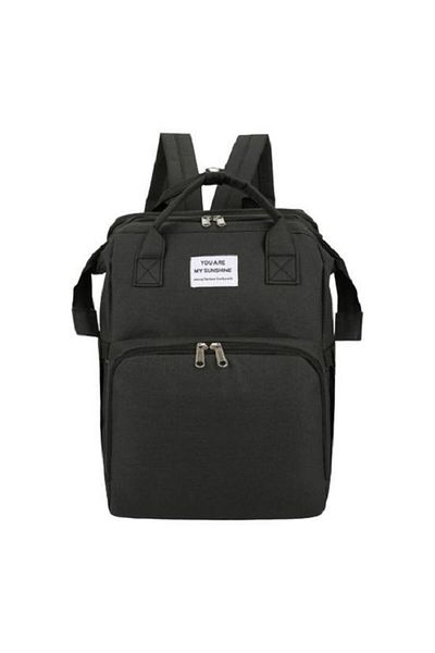 Flippy Rucsac multifuncțional, pliabil, pătuț, bază pentru înfășat, buzunar termic, negru