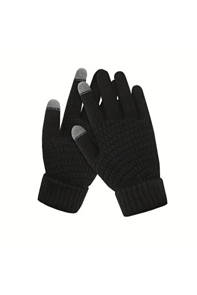 Flippy Women's Touchscreen Gloves, Acrylic Knit, Fleece Lined, One Size, Black