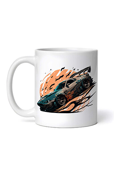 OEM Personalized White Mug, Abstract Painted Retro Racing Car, Inovatix®. 330ml