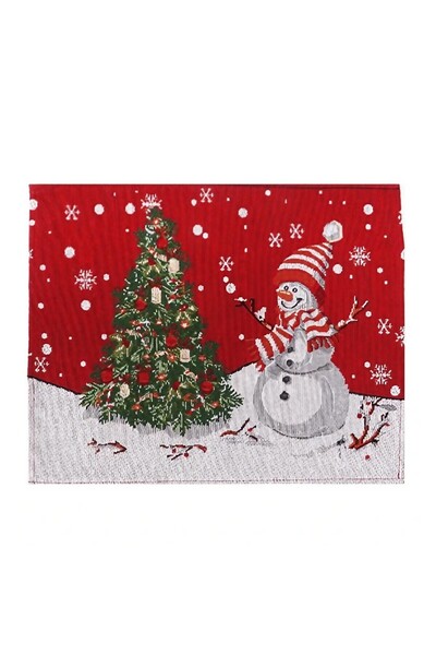 Flippy Table Napkin 'Flippy', Snowman and Christmas Tree Theme, Cotton and Synthetic Fibers, 43x33 cm, Red