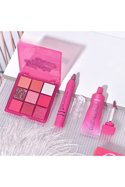 SOHO Set of 3 Makeup Products, KEVIN & COCO, Pink Hearted, 9 colors, 15.5 x 13 x 3.4 cm