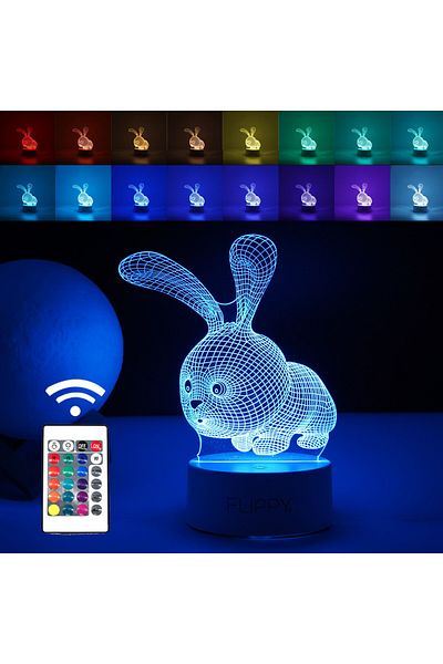 OEM Decorative LED lamp, 3D, Rabbit, with USB and batteries, 20 cm high, made of acrylic material