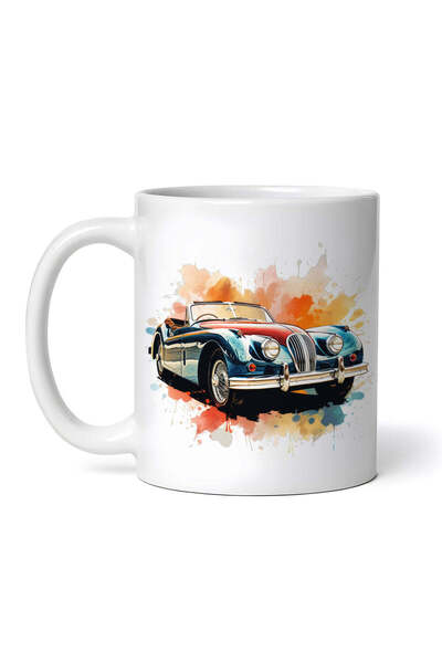 OEM Cană albă personalizată, tablou pânză cu mașini de epocă Jaguar Xk140 Cab...