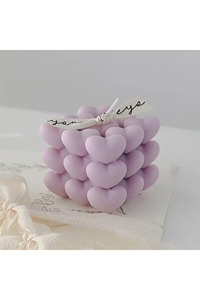 OEM Decorative Scented Candle Abstract Heart Cube Pattern, Candles for Various Occasions, 6