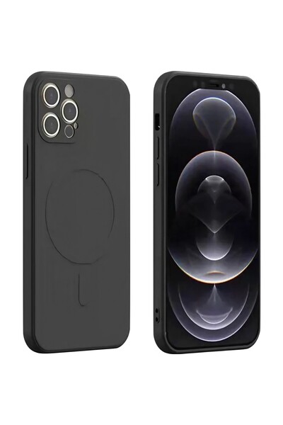 Flippy Protective case compatible with iPhone 14 Pro, Liquid MagSafe, ring-shaped, magnetic, Black