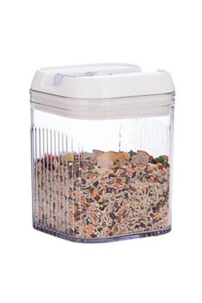 Flippy Food Storage Container, Kitchen Spice Box, PET/ABS/Silicone, 1.3 L, Transparent White